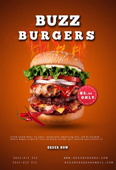 Classic Burger Flyer Template For Restaurant Easy Edit Photoshop | My XXX Hot Girl