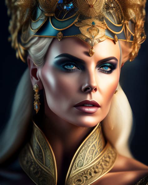 Lexica - Portrait shot of 3/4 Charlize Theron as Queen Ravenna, an evil ...