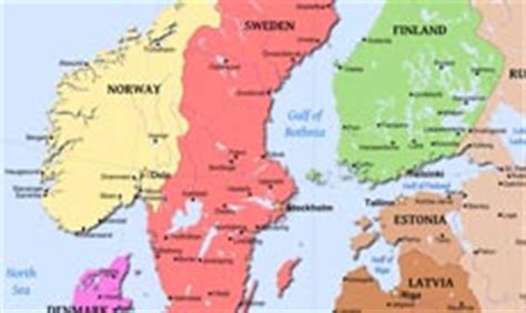 Physical Map of Scandinavia - Norway, Sweden, Finnland, Denmark, Iceland