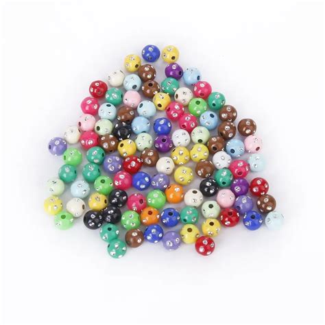 Lot of 100 plastic acrylic beads colored with strass glitter 8mm-in ...