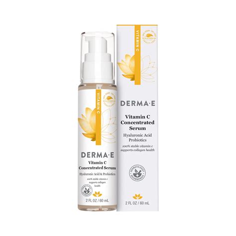 DERMA E Vitamin C Serum for Face with Hyaluronic Acid, Concentrated Brightening Serum, Vegan, 2 ...