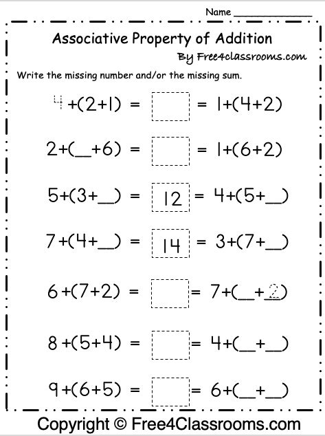 Free Associative Property of Addition Printable - Free Worksheets ...