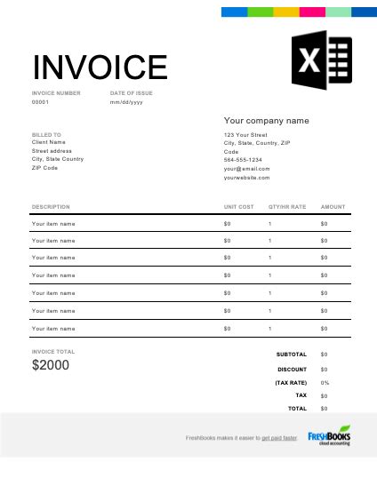 Excel Invoice Template | Free Custom Templates | FreshBooks Canada