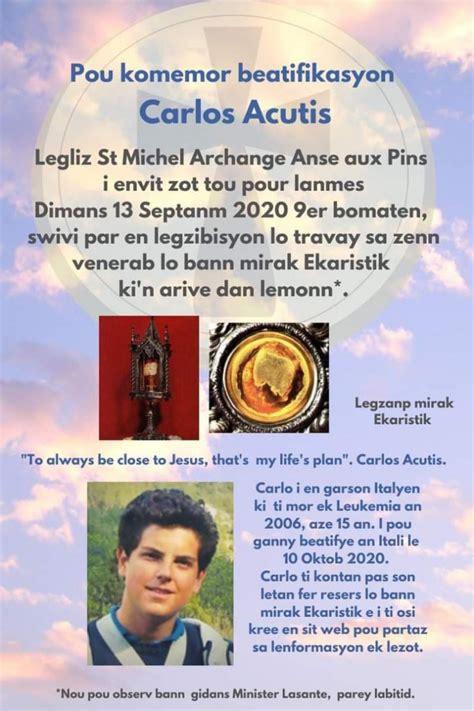 The Eucharistic Miracles exhibition of Carlo Acutis in Seychelles -Seychelles Nation