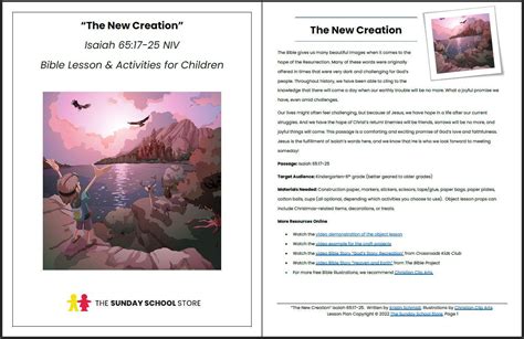 The New Creation (Isaiah 65:17-25) Printable Bible Lesson & Sunday Sch ...