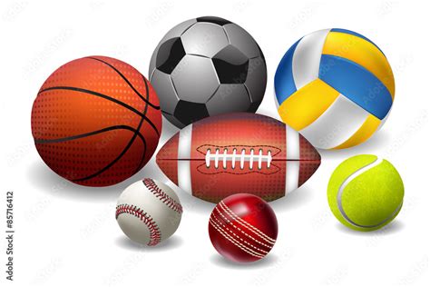 Sports Balls. All elements are in separate layers and grouped. Stock Vector | Adobe Stock