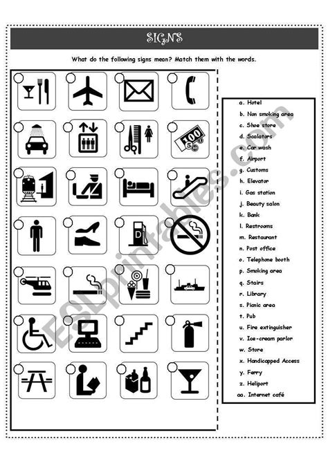 SIGNS VOCABULARY worksheet | Vocabulary, Vocabulary worksheets, Life ...