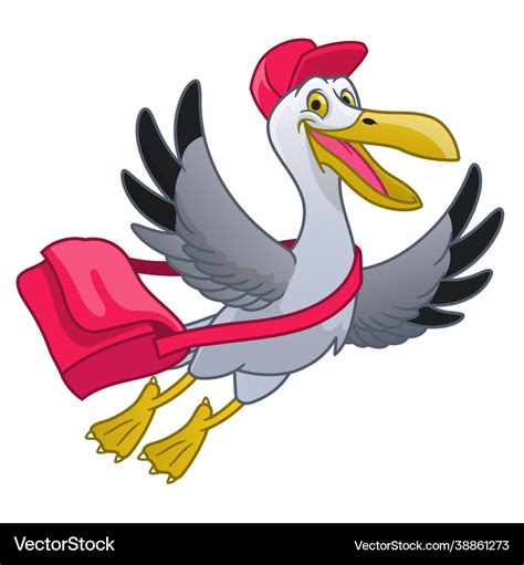 Seagull bird cartoon delivery courier worker Vector Image