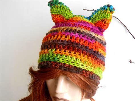 Animal Hats Hand Knitted Cat Hats Women Cat Hats Knitted