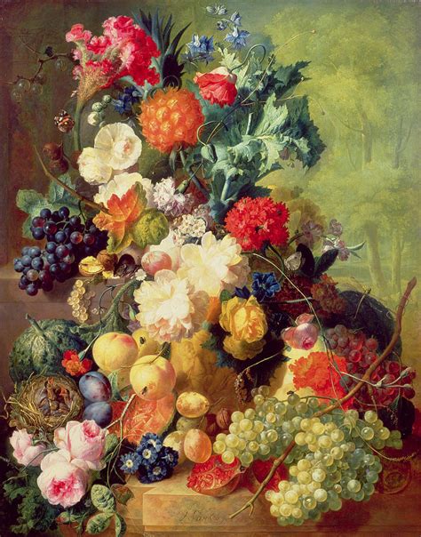 Still Life With Flowers And Fruit Painting by Jan van Os