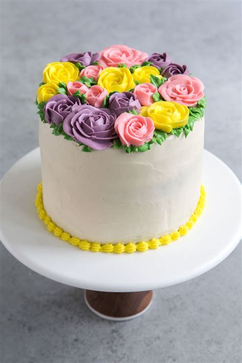 Buttercream Flowers Cake (Chocolate Cake) | Recipe | Buttercream flower ...