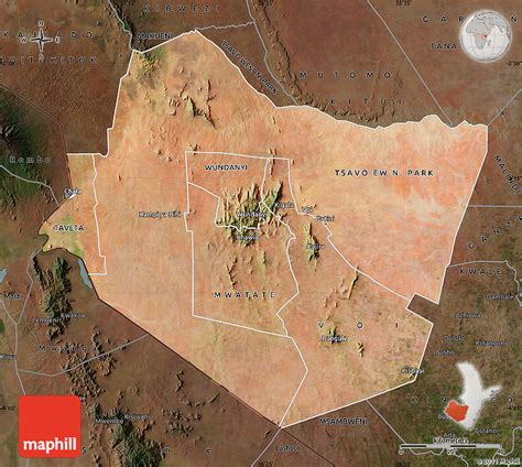 Satellite Map of TAITA TAVETA, darken