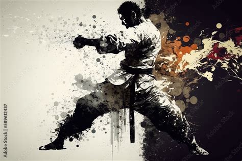 Martial Arts Master. Karate wallpaper Stock Illustration | Adobe Stock