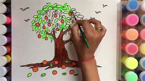 Draw and Colour Fruit Tree - YouTube