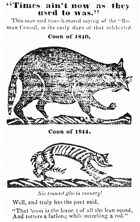 Anti-Whig Cartoon 1844. Namerican Cartoon 1844 Employing The Raccoon As Symbol Of The Whig Party ...