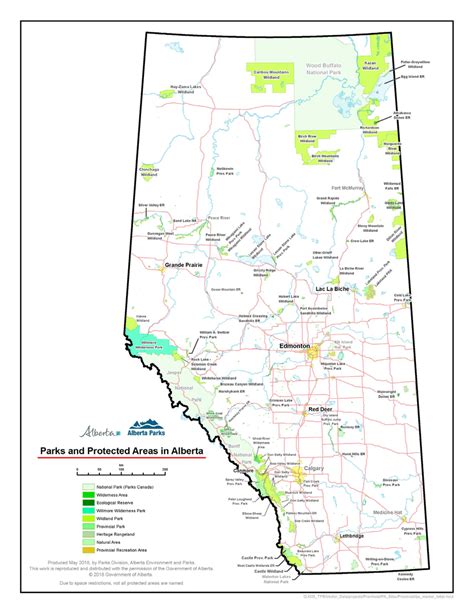 Map of Alberta Parks and Protected Areas (2018) | Download Scientific ...