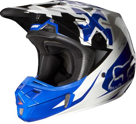 Sell Fox Racing V2 Anthem Blue White Dirt Bike Helmet with Tracer White Airspc Goggle in Ashton ...