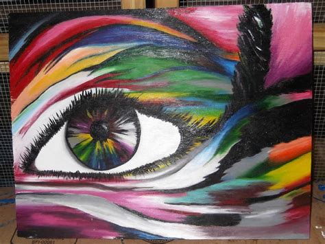 Colorful Abstract Eye Acrylic Painting on Wood by paint-life-away on DeviantArt