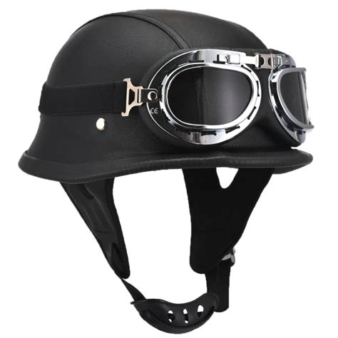 Fashion WWII Style German Motorcycle Half Helmet with Goggles Chopper ...