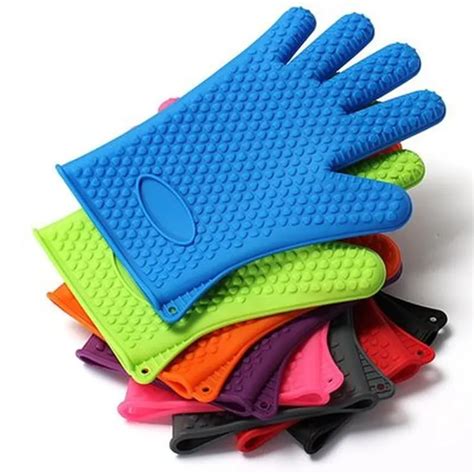 Silicone Glove Kitchen Heat Resistant Gloves Temperature Resistant Gloves Cooking Baking BBQ ...