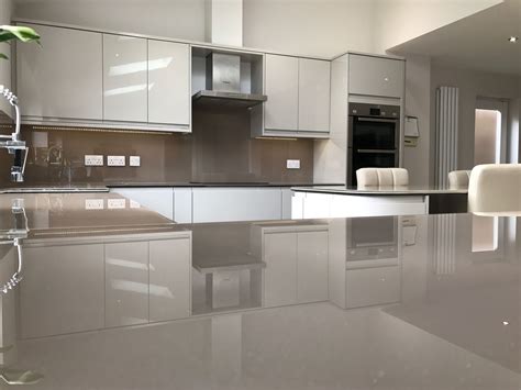 Matching worktops and splashbacks. | Glass splashback, Kitchen, Home decor