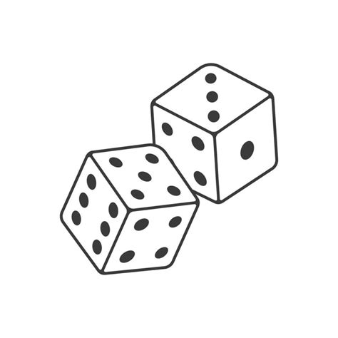 Two Rolling Dice Black And White Vector Illustration 36390489 Vector ...