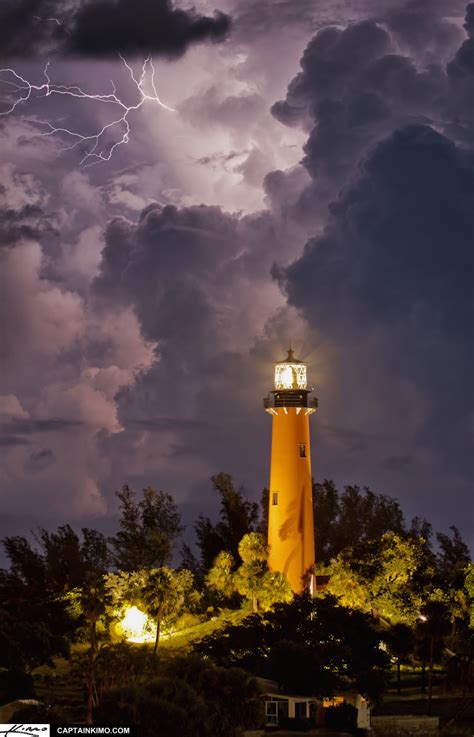 Lighthouse Lightning Storm at Jupiter Coast | HDR Photography by Captain Kimo