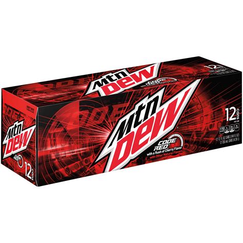 Mountain Dew Code Red Cherry Flavored Soda Pop, 12 fl oz, 12 Pack Cans ...