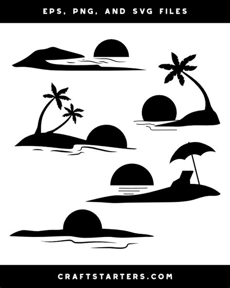 Beach Sunset Silhouette Clip Art