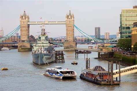 Tower Bridge and HMS Belfast in London. Editorial Stock Image - Image ...