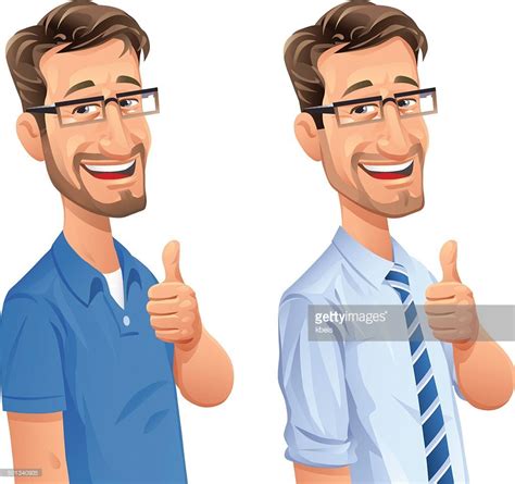 Vector Art : Man With Beard Gesturing Thumbs Up Smiling Man, Still ...