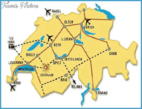 Switzerland Map Tourist Attractions - TravelsFinders.Com