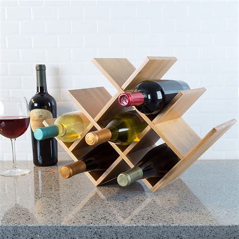 Best Buy: Hastings Home Bamboo 8 Bottle Wine Rack Tabletop Free Standing Wine Bottle Holder for ...