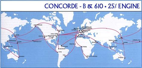 Planned Concorde routes for an upgraded Concorde B