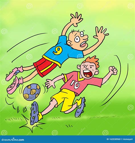 Funny Cartoon Kids Playing Football Illustration Stock Illustration - Illustration of bodu ...