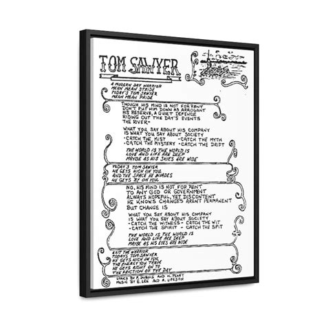 Rush Tom Sawyer Lyric Sheet Rush Band Moving Pictures Rush Memorabilia - Etsy