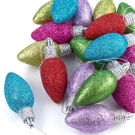 Glittered Christmas Light Bulb Ornaments - Christmas Ornaments ...