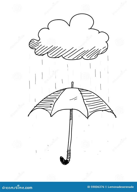 Umbrella on a Rainy Day Doodle Stock Vector - Illustration of ...