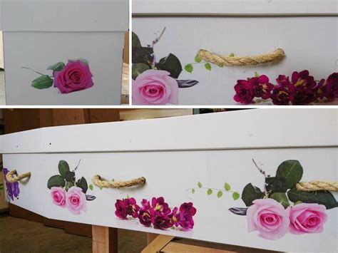 Cardboard bespoke flower themed coffin #flowers #whitecoffin #coffin #cardboardcoffin # ...