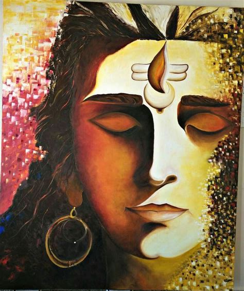 My recent art piece Lord Shiva Oil painting.. | Lord shiva painting ...