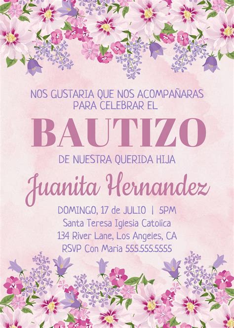 Invitaciones Para Bautizo De Niña