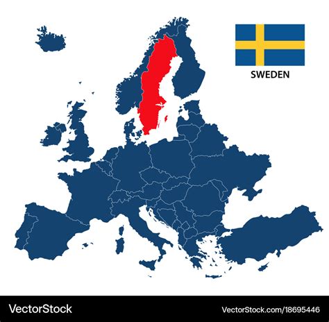 Map of europe with highlighted sweden Royalty Free Vector