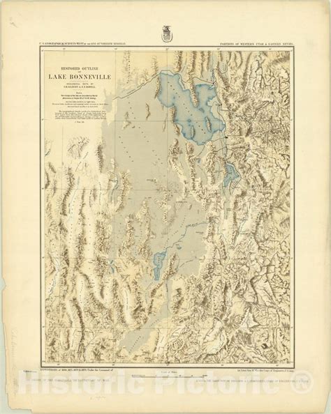 Map : Lake Bonneville 1876, Restored outline of Lake Bonneville ...