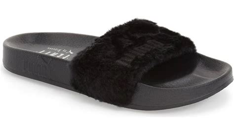 Ladies PUMA Leadcat Fenty Fur Slide Sandals