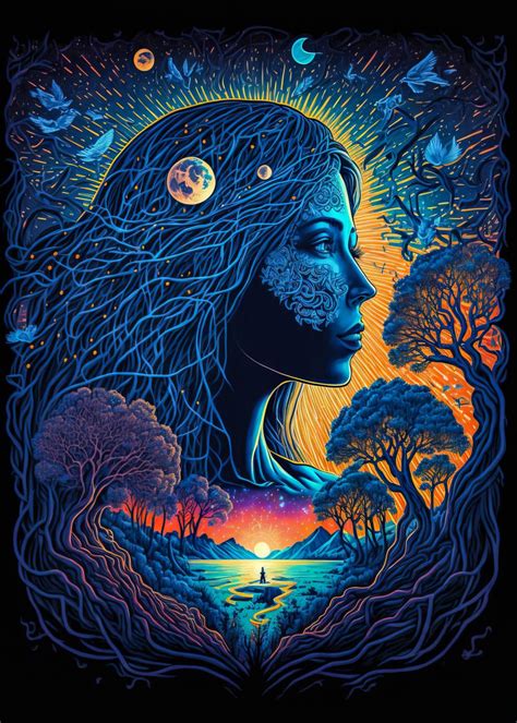 'Mother earth blacklight 3' Poster, picture, metal print, paint by The ...