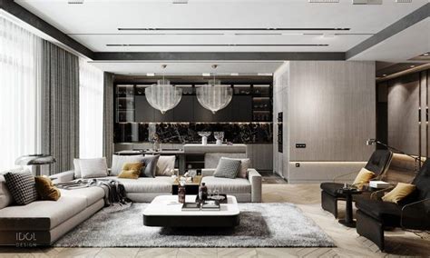 Luxury Modern Living In Grey And Gold | Luxury living room design ...