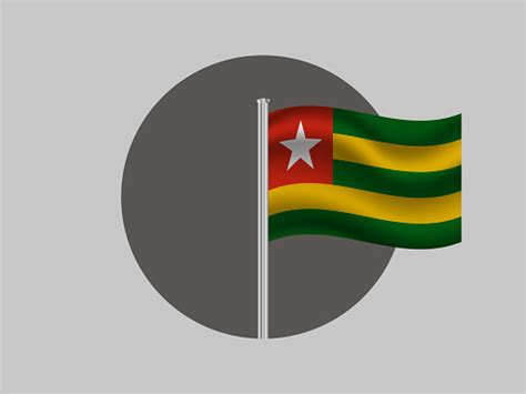 Togo National Flag With Flagpole Inside Gray Round Hole For Your Business Original Color And ...