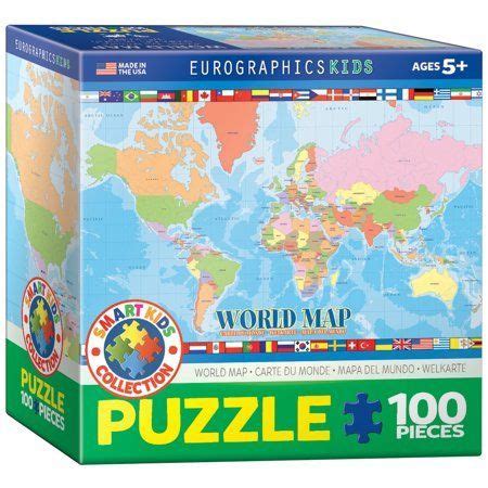 EuroGraphics World Map for Kids Jigsaw Puzzle (100-Piece) - Walmart.com | World map puzzle, Kids ...