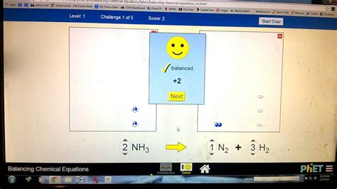 Level 1 tutorial PhET Balancing Chemical Equations - YouTube