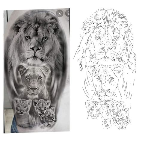 an image of a lion and cubs tattoo